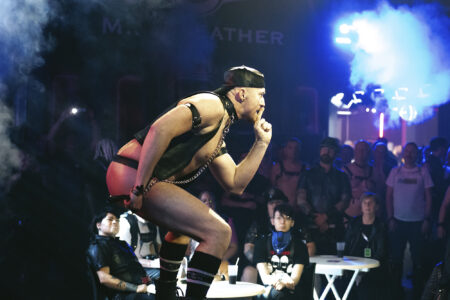 Performer on stage during Darklands 2025.
