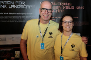 Crew members of the Kink Responsibly exhibition during Darklands 2025.
