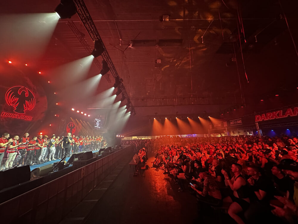 Volunteers on the main stage.